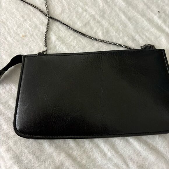 Brighton Black Croc-Embossed Crossbody Clutch with Silver Accent - Picture 4 of 6